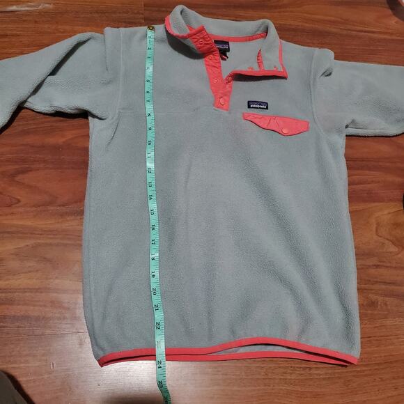 Patagonia Synchilla Snap T Pull Over Jacket Grey Fleece Pink Trim Kids 14 XL - Picture 12 of 12
